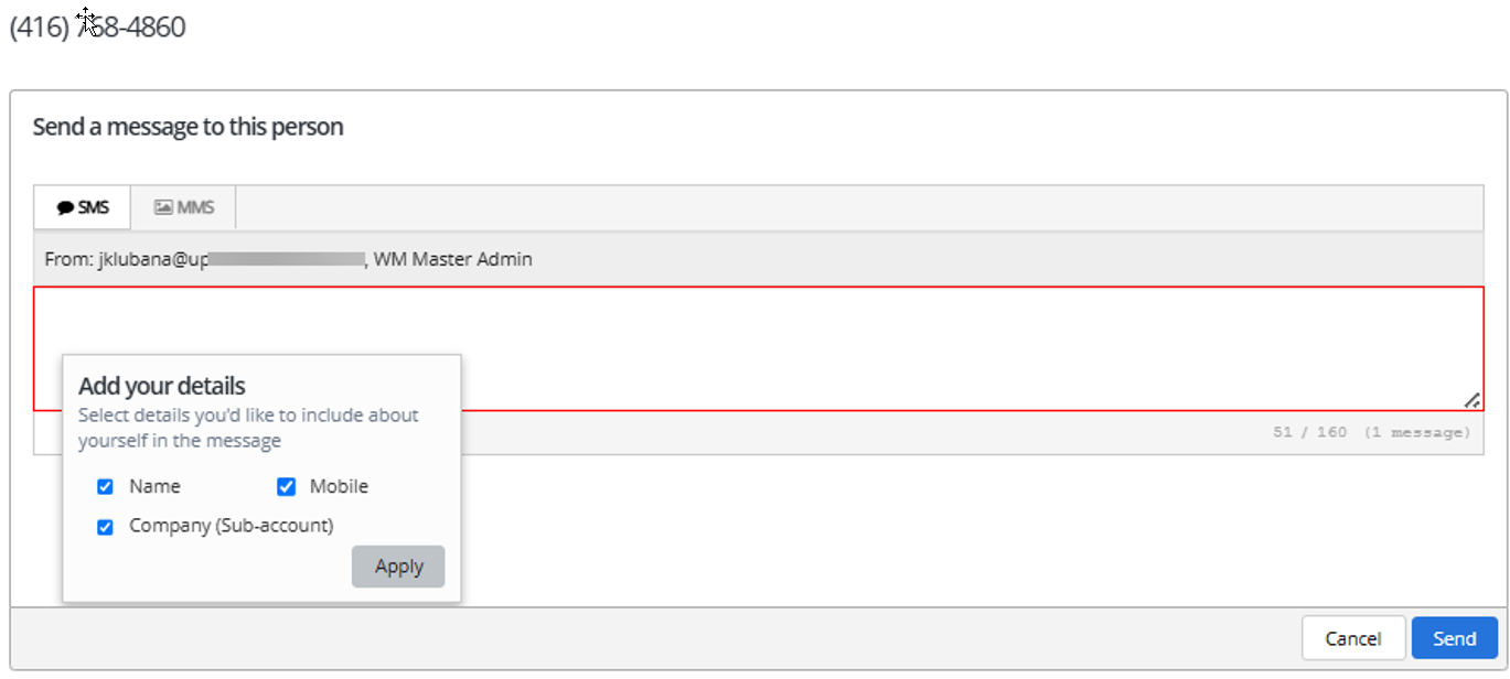 individual message with applied header